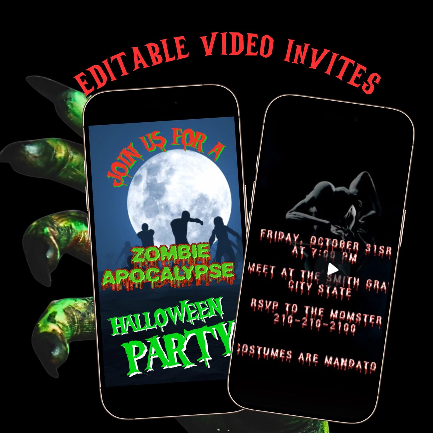 Halloween Video Invitation | Animated Halloween Digital Evite | Editable Canva Invite Template