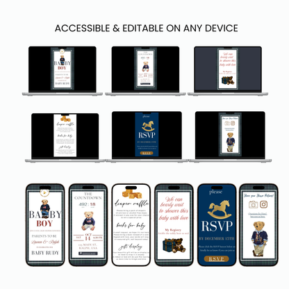 Baby Shower Invitation Website | Animated Classic Polo Baby Shower Invite with Rsvp tracking