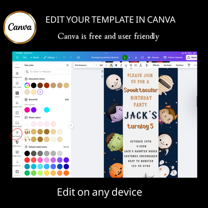 Halloween-Videoeinladung, animierte Einladung „Kleine Monster“, bearbeitbare mobile Halloween-Party-Einladung