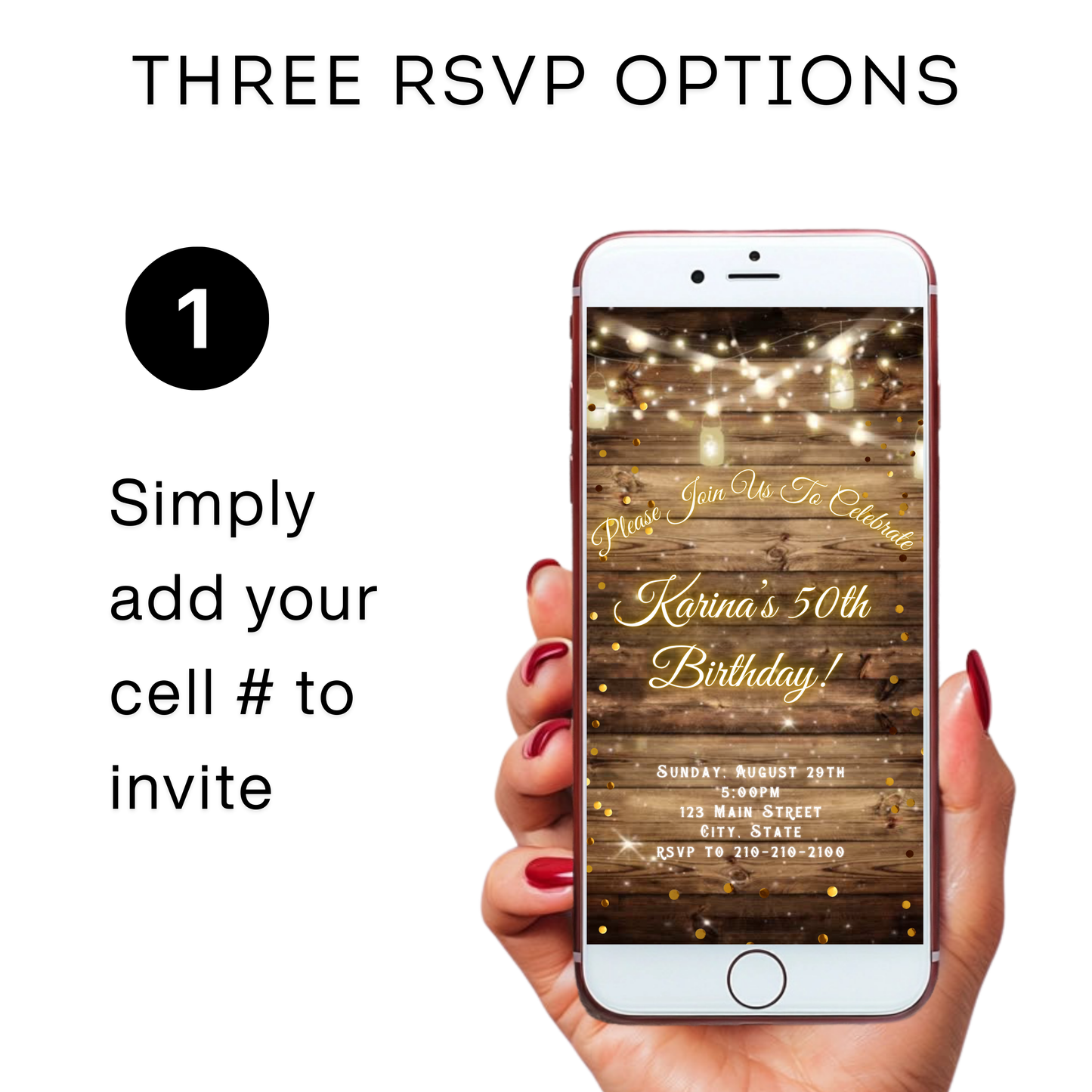 String Lights Video Invitation | Western Theme Digital Evite | Editable Canva Template