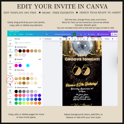Studio 54 Video Invitation | Animated 65th Birthday Digital Evite | Editable Canva Invite Template