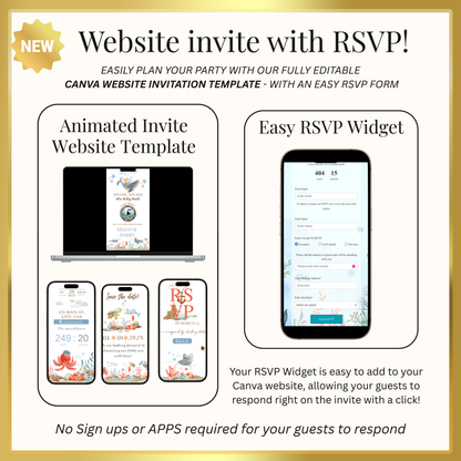 Under the Sea Baby Shower Website with RSVP | Ocean Animal Canva Template Invite