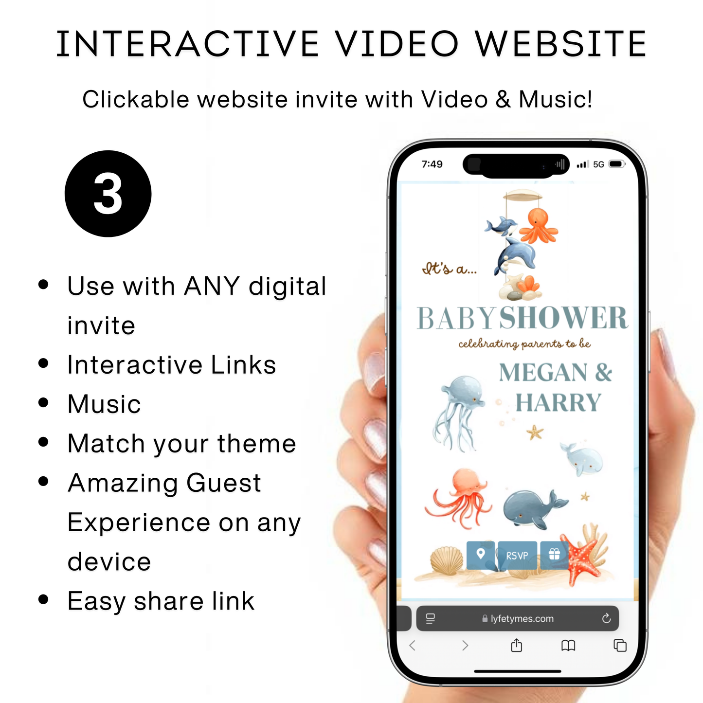 Under the Sea Baby Shower Video Invite with RSVP | Ocean Animal Canva Template Invite