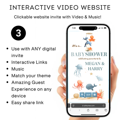 Under the Sea Baby Shower Video Invite with RSVP | Ocean Animal Canva Template Invite