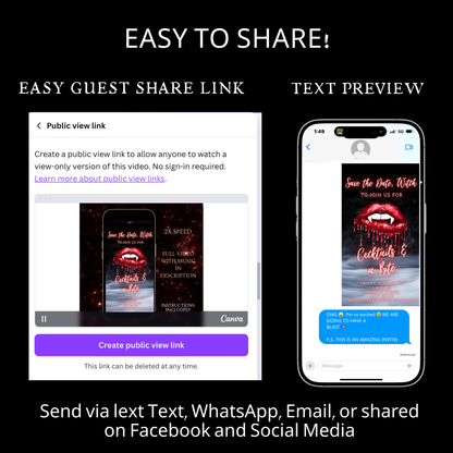Halloween-Videoeinladung, animierte Einladung mit Vampirlippen, bearbeitbare mobile Halloween-Party-Einladung