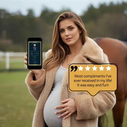 Polo Bear Baby Shower Video Invitation | Digital Preppy Plaid Invite | Editable Canva Template