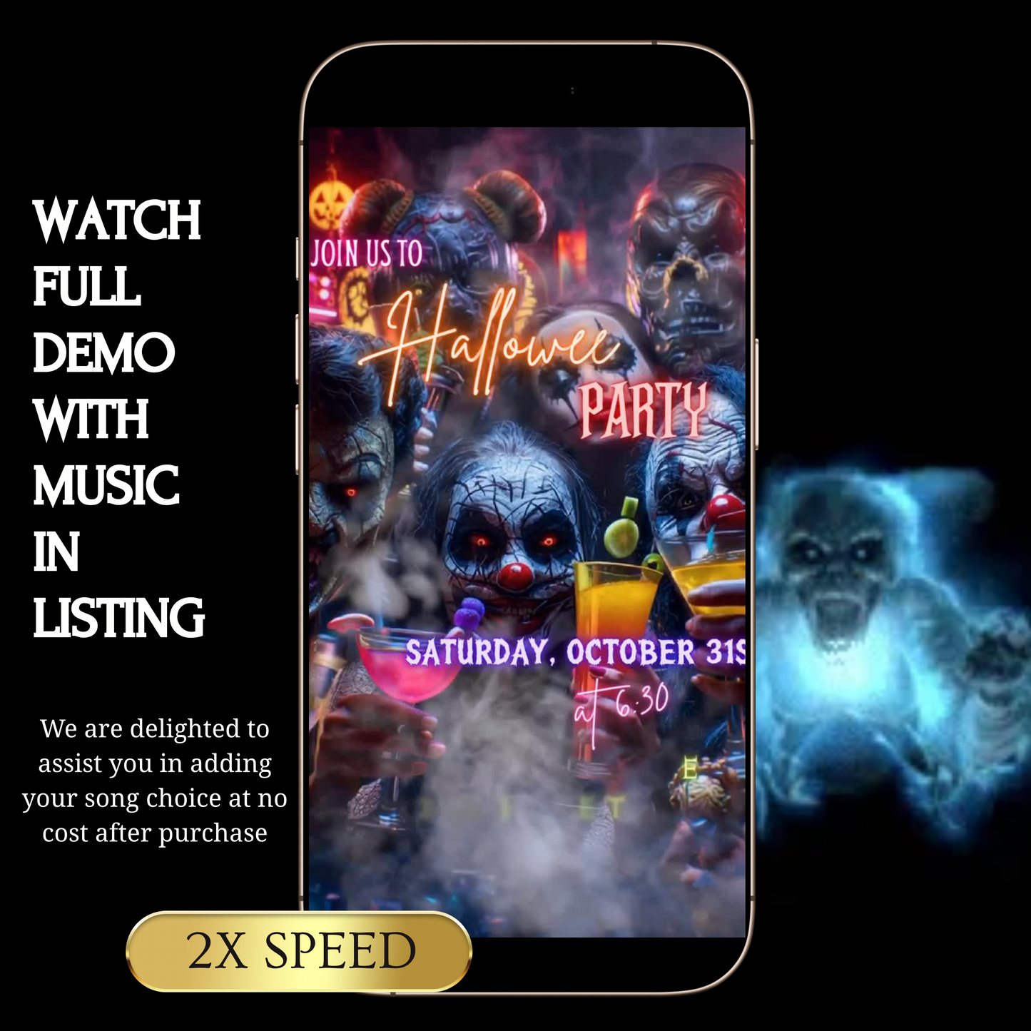 Halloween Video Invitation | Monster Animated Invite | Editable Halloween Bad and boozy Mobile Evite