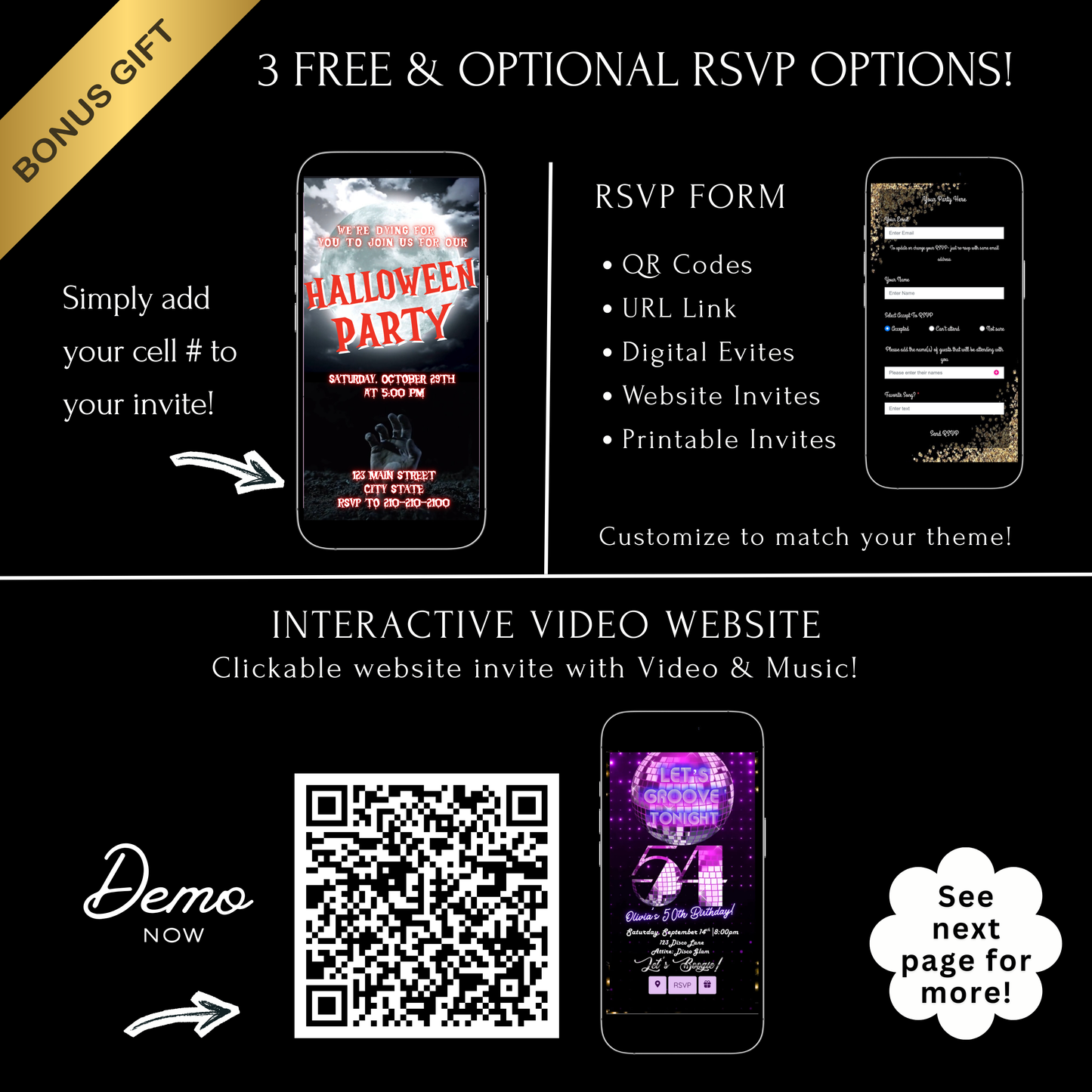 Halloween-Videoeinladung, animierte Einladung mit der Hand aus dem Grab, bearbeitbare mobile Einladung zur Halloween-Party