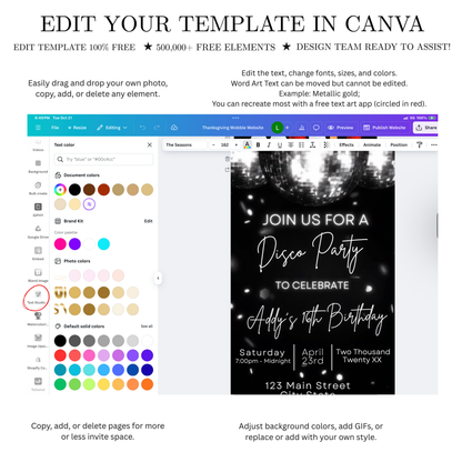Video-Einladung zur Disco-Ära | Digitale Disco-Einladung für Mobilgeräte | Online-Vorlage zum Bearbeiten