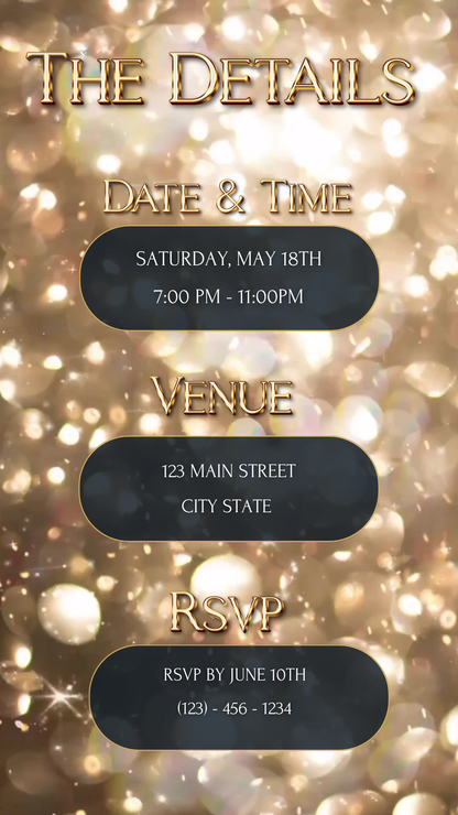 Animated bokeh lights celebration video invite card