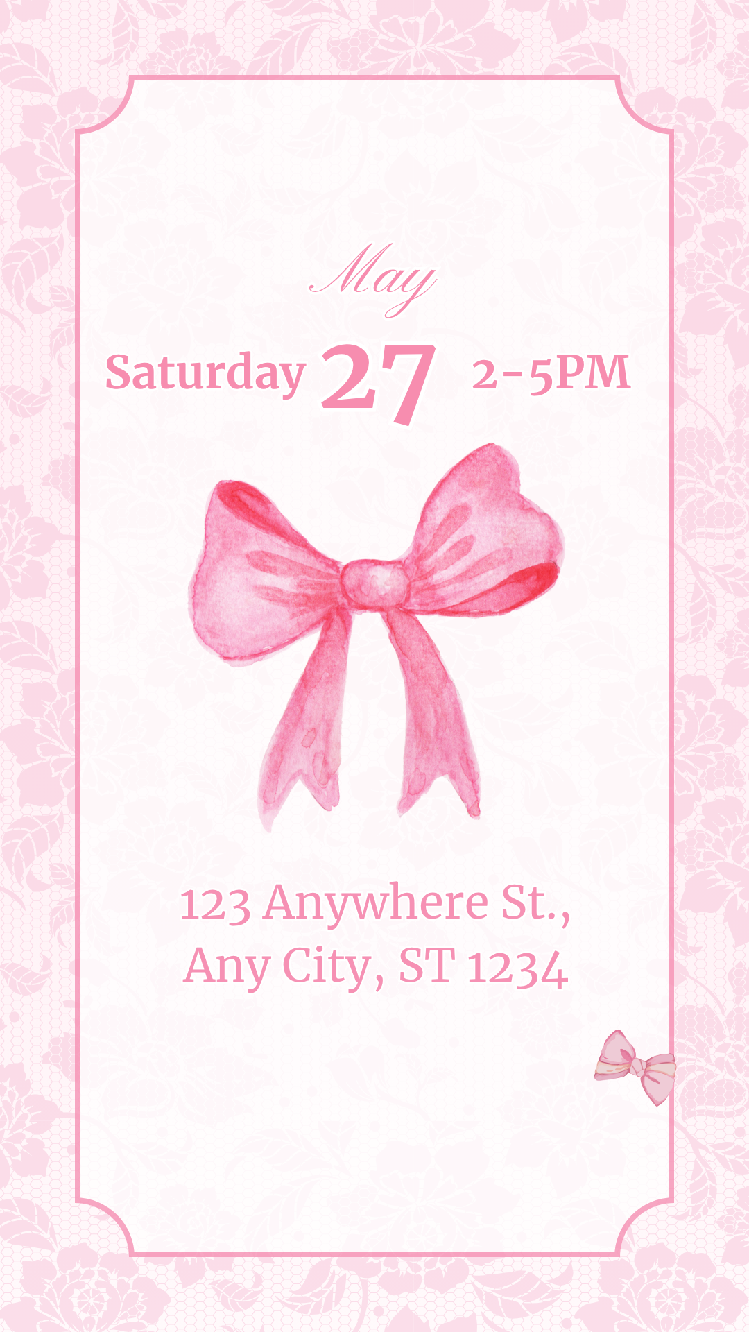 Animated pink charm first birthday video invite