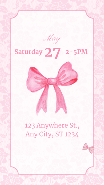 Animated pink charm first birthday video invite