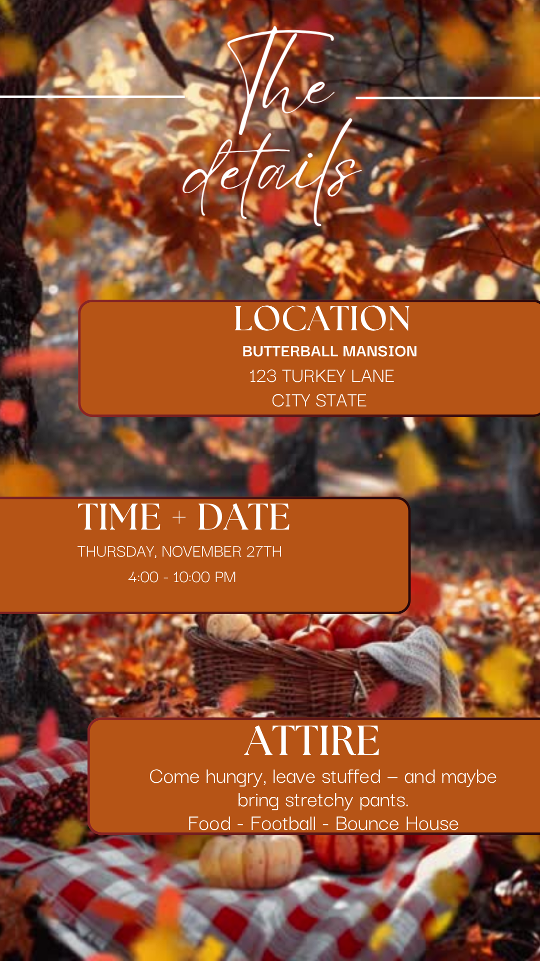 Animated Friendsgiving autumn celebration video invite