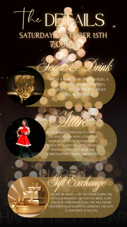 Red and Gold Christmas Party Video Invitation – Elegant Holiday Celebration Evite Social Media Invite