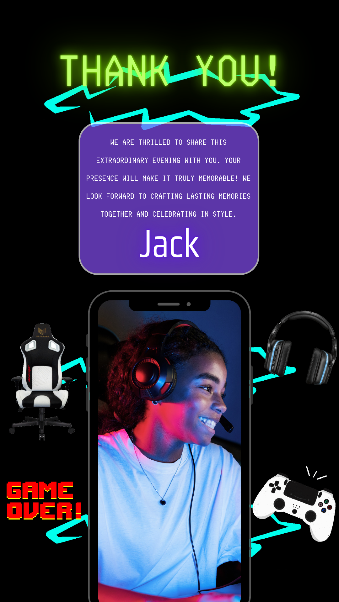 Gamer Birthday Video Invitation