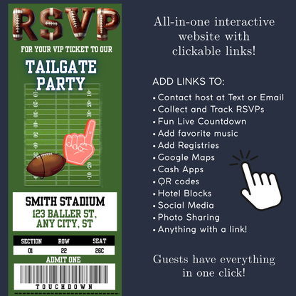 Super Bowl LX Video Invitation and RSVP Website | Game Day Party Invite | Digital Football Invite | Editable Online Template