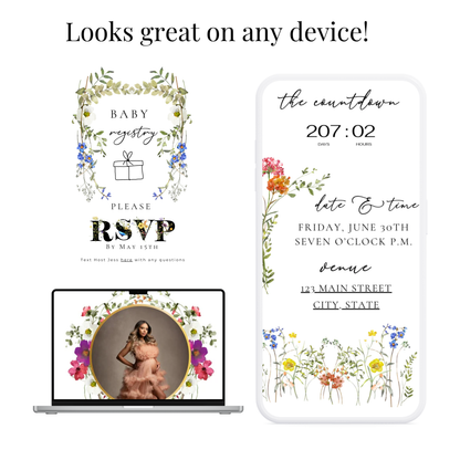Wildflowers Baby Shower Invite Website with RSVP