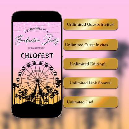 Coachella Video Invitation | Mobile Music Festival RSVP Website Animated Invite | Digital Invite Template