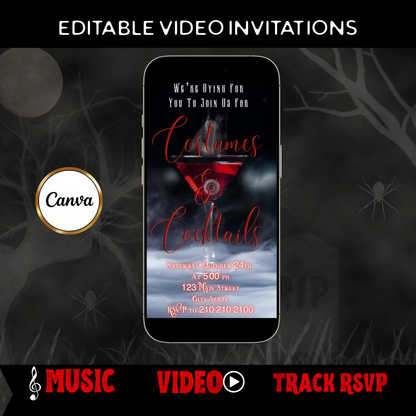 Halloween Video Invitation | Animated Halloween Digital Evite | Editable Canva Invite Template