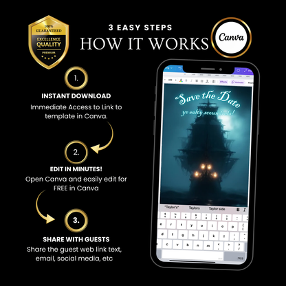 Ghost Ship Halloween Party Video Invitation | Editable Pirate Skeleton Invite | Editable Canva Invite Template