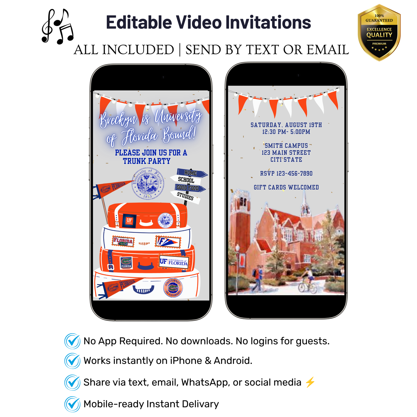 University of Florida College Send Off Video Invitation | Editable Canva Template