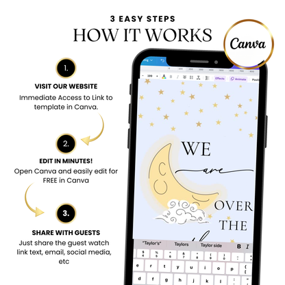 Over the Moon Baby Shower Video Invitation - Stars and Moon Baby Shower Mobile Evite