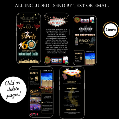 Las Vegas Website Invitation | Las Vegas RSVP Itinerary Website | Canva Website Template