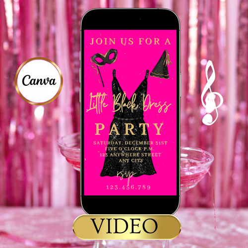 Little Black Dress Video Invitation | Mobile Prom Sendoff Animated Invite | Canva Video Evite Template