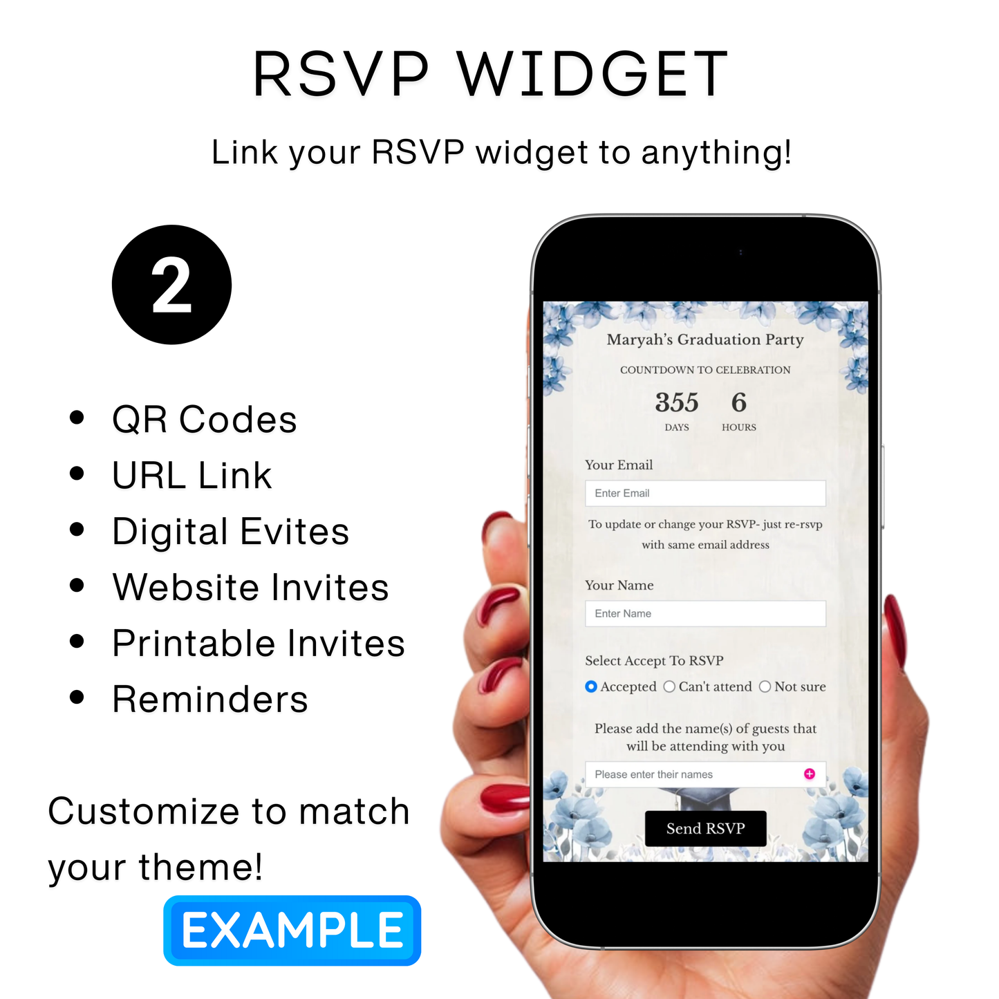 Graduation Party Video Invitation | Light Blue and Black Bow Graduation Invite for Her | Editable Online RSVP Evite Canva Template