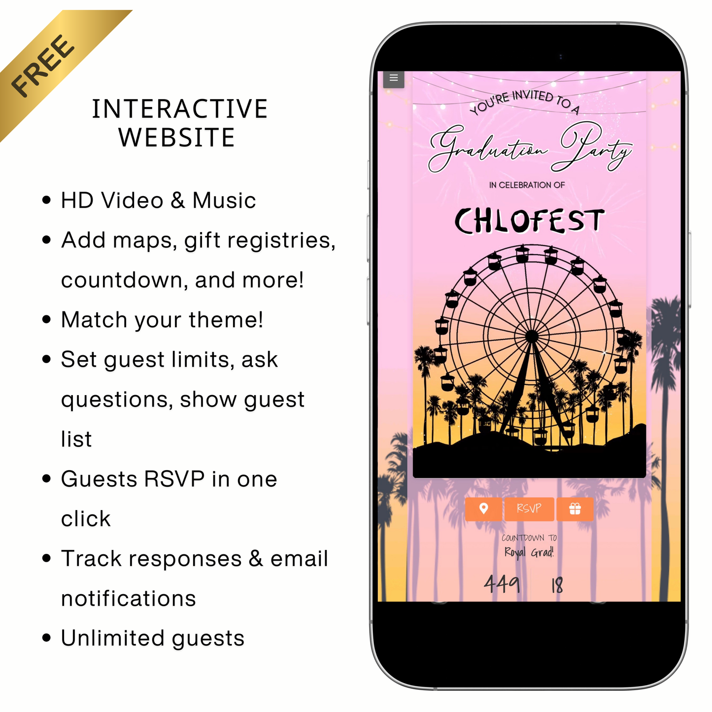 Coachella Video Invitation | Mobile Music Festival RSVP Website Animated Invite | Digital Invite Template