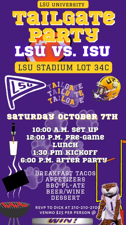 Purple gold Tigers stadium digital invite template