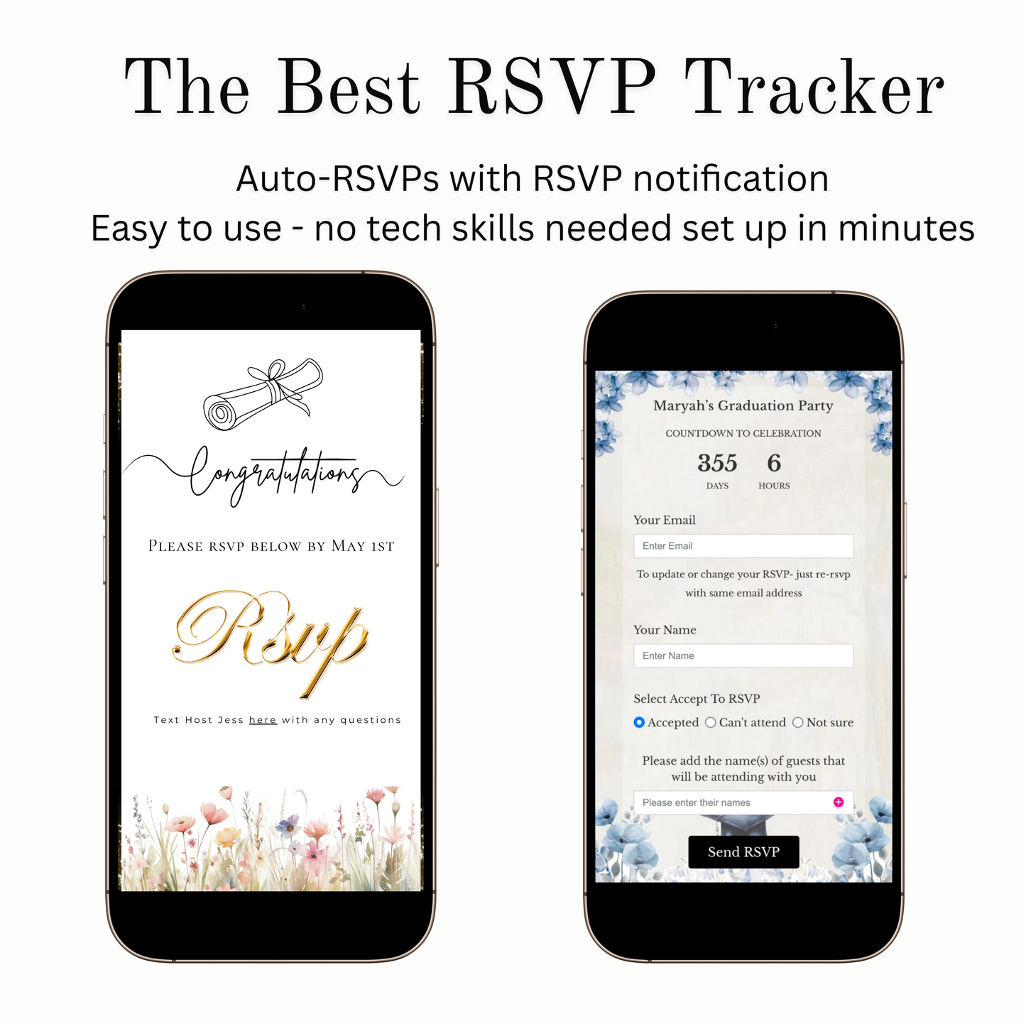 2026 Graduation Website Invitation | Spring Floral Canva Website RSVP Template with Music | Spring Floral for her