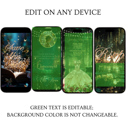 Enchanted Forest Video Invite | Quinceanera Sweet 15 16 Save the Date Evite | Editable Canva Evite Template