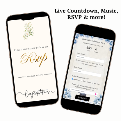 2026 Graduation Website Invitation | Canva Website RSVP Template with Music | Spring Floral for her