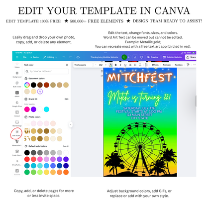 Music Festival Video Invite | Coachella Editable Evite | Animated Ferris Wheel Template