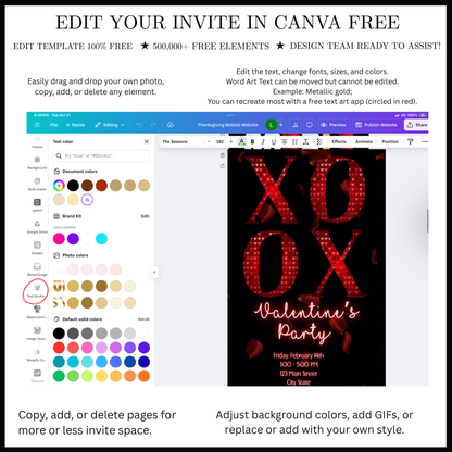 Valentines Day Party Video Invitation | Digital Galentines Day Invite | Editable Canva Evite Template