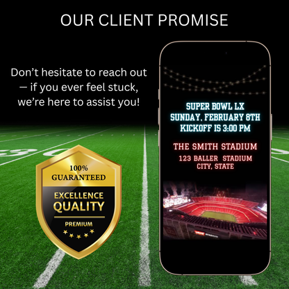 Super Bowl Party Video Invitation | Digital Football Canva Template