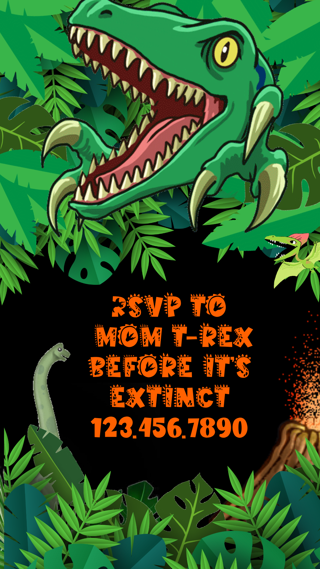 Customizable dinosaur birthday party video invitation