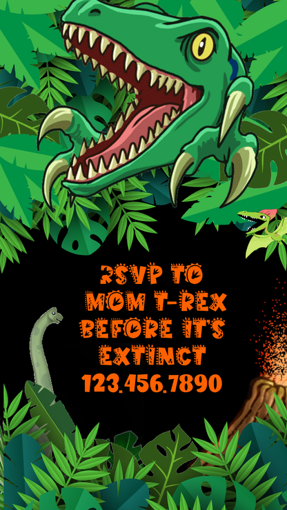 Customizable dinosaur birthday party video invitation