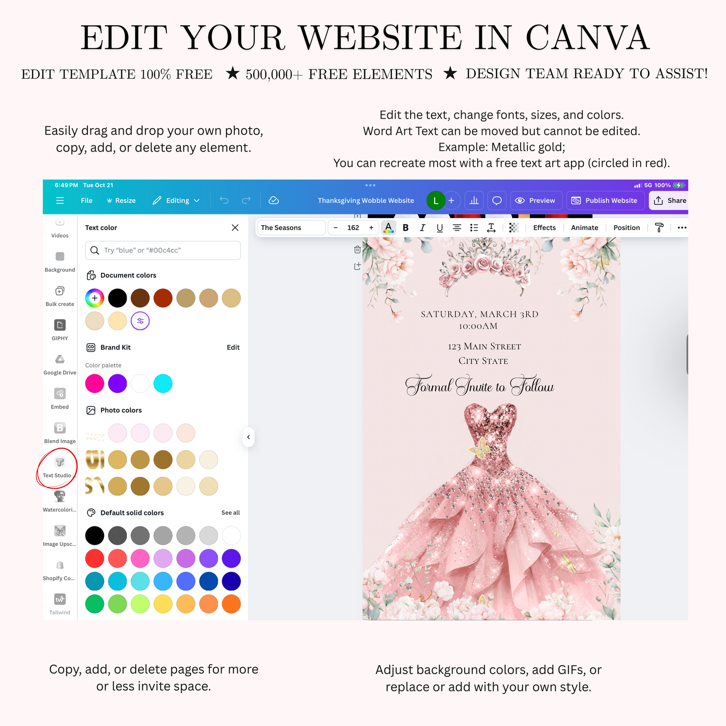 Pink Quinceanera Video Invite | Animated Sweet 15 Quince Invite | Editable Canva Evite Template