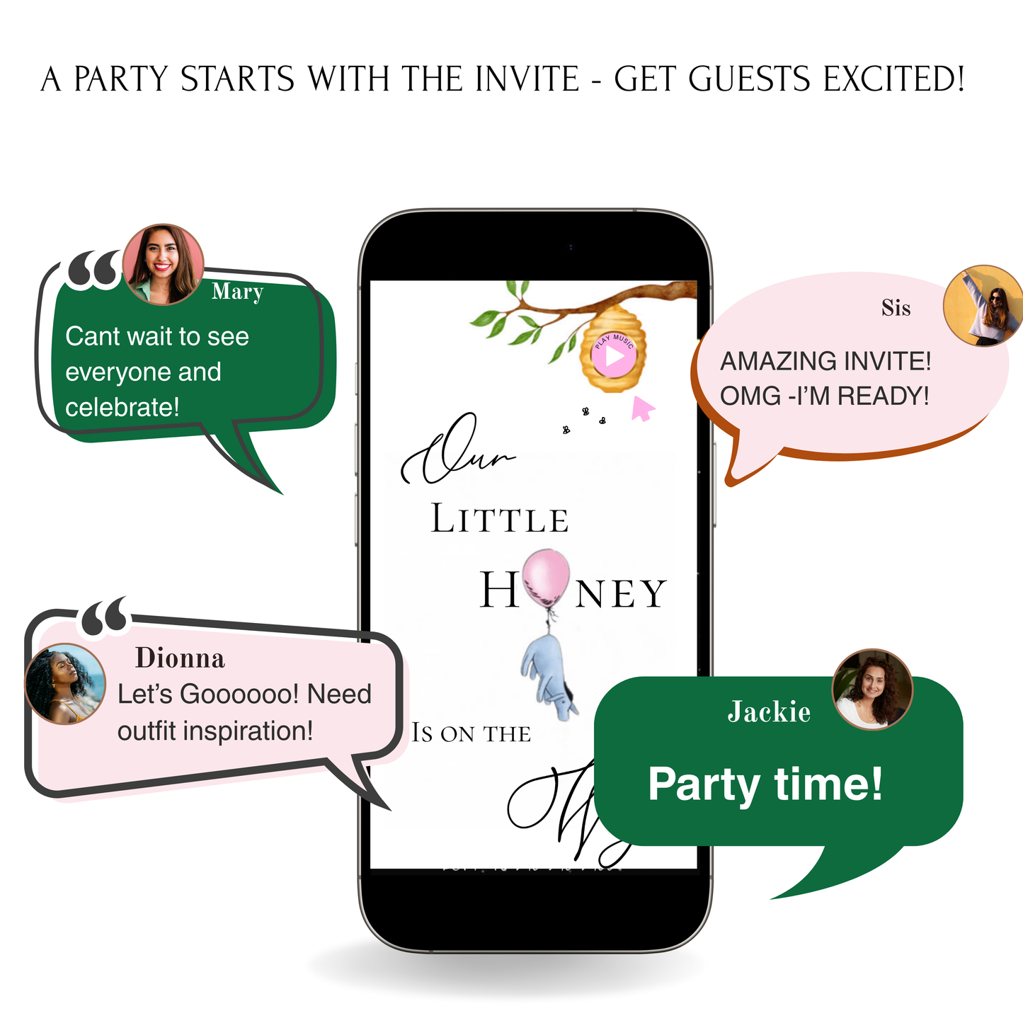 Winnie the Pooh Baby Shower Website with RSVP | Pink Girl Canva Template Invite