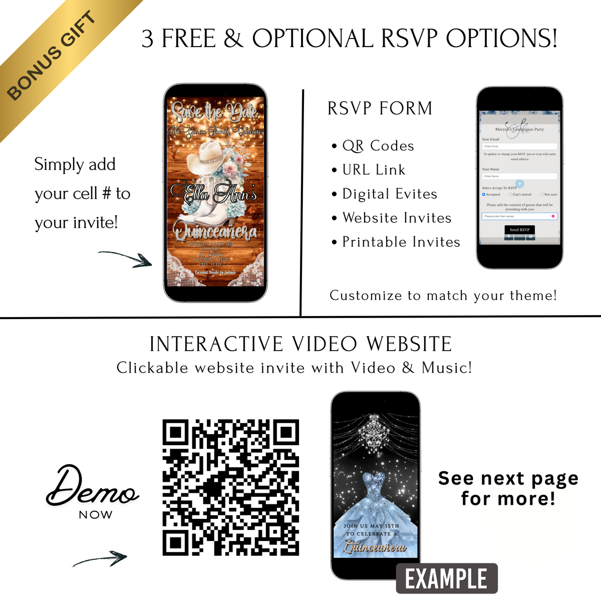 Quinceanera Video Editable Invitation | Animated Mis Quince Invite | Editable Sweet 15 Template