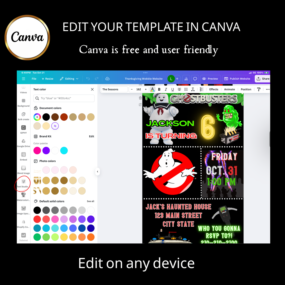 Halloween Video Invitation | Animated Halloween Digital Evite | Editable Canva Invite Template
