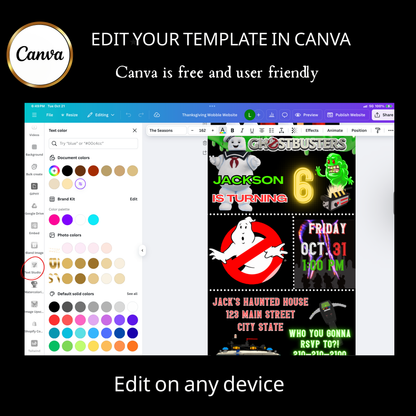 Halloween Video Invitation | Animated Halloween Digital Evite | Editable Canva Invite Template