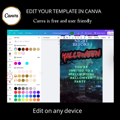 Halloween Video Invitation | Animated Halloween Digital Evite | Editable Canva Invite Template