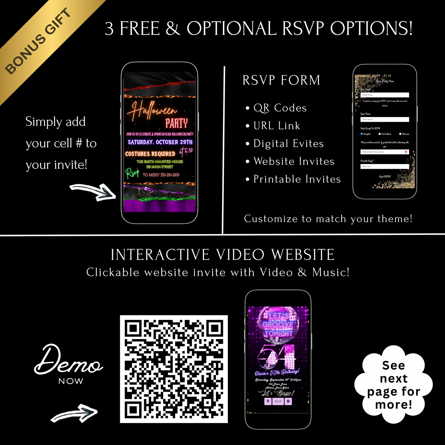 Halloween-Videoeinladung, sexy animierte Halloween-Einladung, bearbeitbare mobile Halloween-Party-Einladung