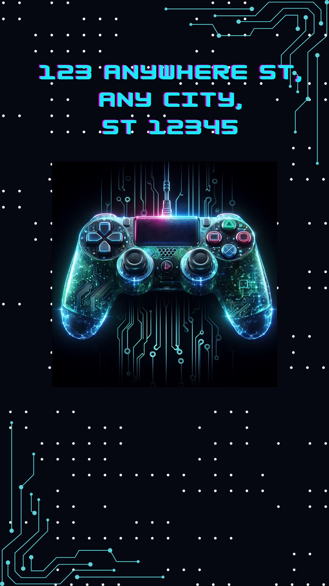 Digital neon controller gaming party video invitation