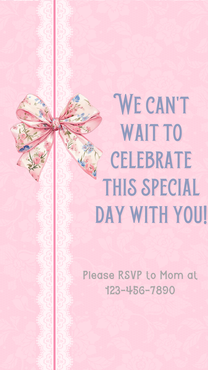 Modern baby girl first year digital video invitation