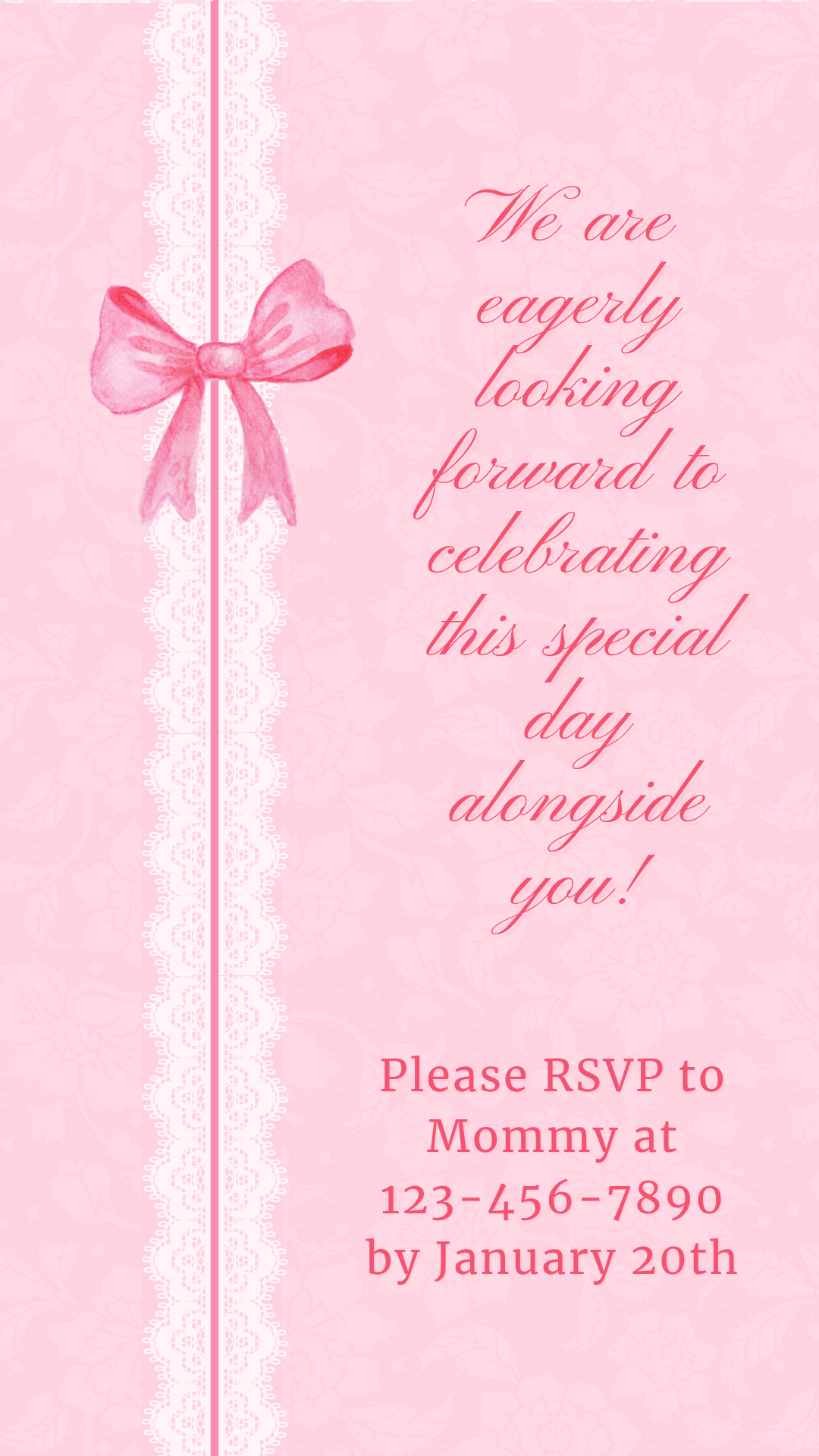 Digital elegant bow celebration video invitation card