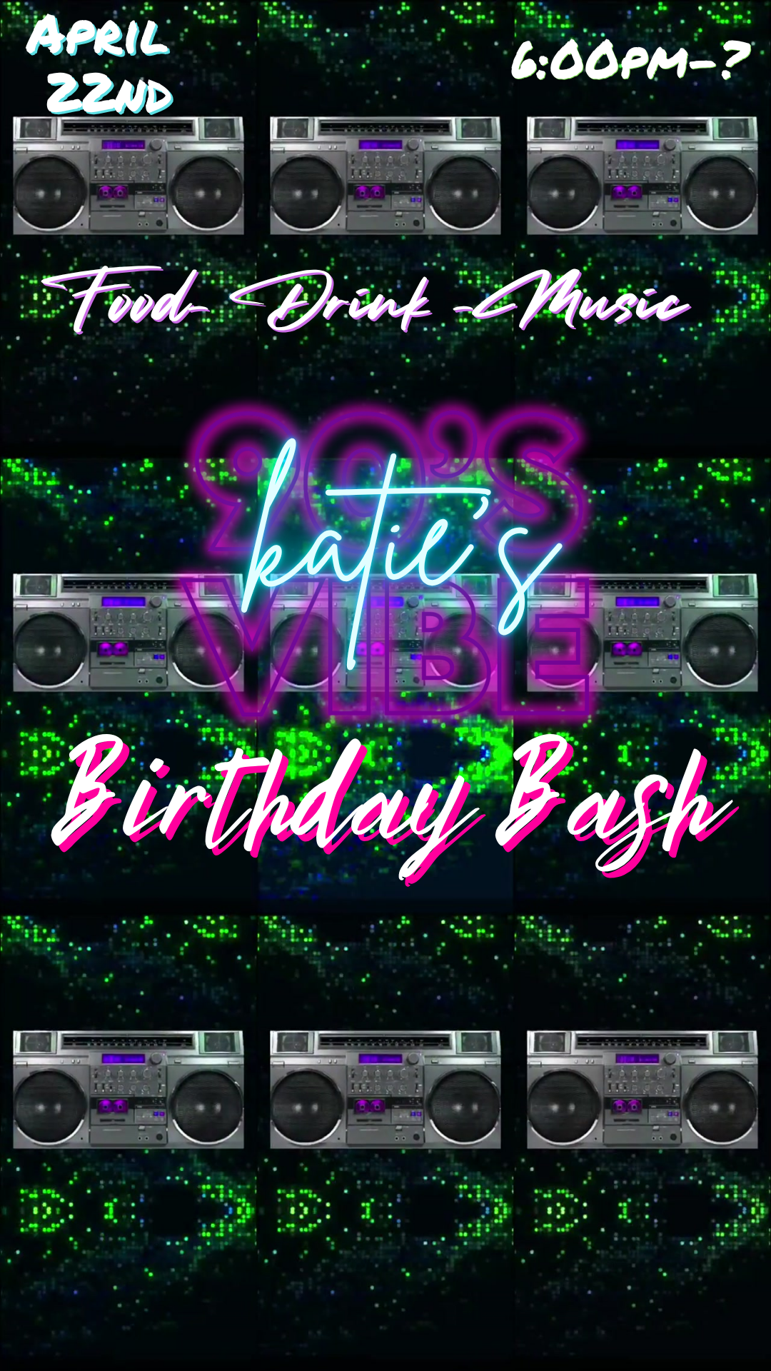 Editable retro nineties video invitation online